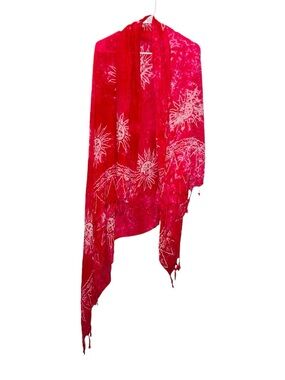 Woman’s Hot Pink Sun-Print Tie Dye Tassel Swim Cover-Up Wrap